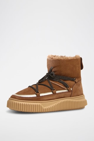 Gevoerde Leren Enkellaarzen - Bruin