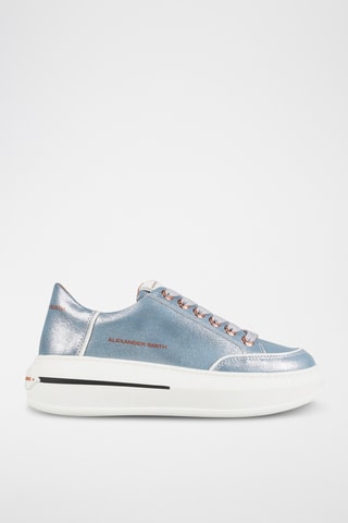 Zapatillas de piel con plataforma Lancaster - Azul metalizado