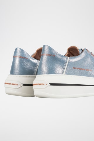 Zapatillas de piel con plataforma Lancaster - Azul metalizado