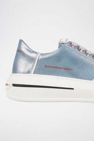 Zapatillas de piel con plataforma Lancaster - Azul metalizado