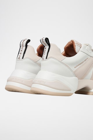 Zapatillas de piel con plataforma Marble - Blanco y rosa claro