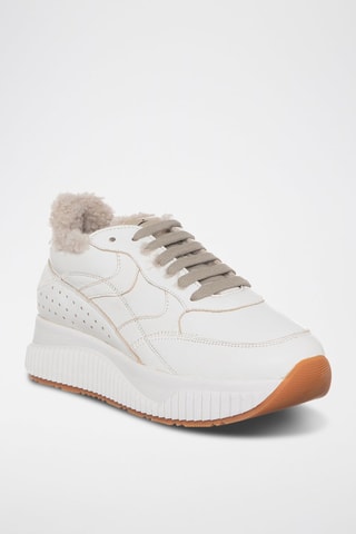 Leren Gevoerde Sneakers - Wit