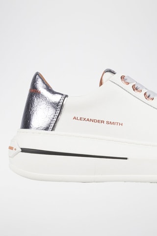 Zapatillas de piel con plataforma - Blanco y gris