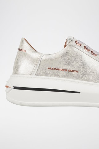 Zapatillas de piel con plataforma - Plateado