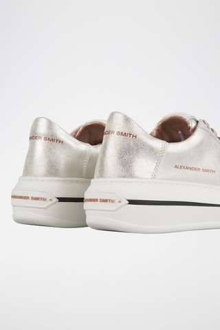 Zapatillas de piel con plataforma - Plateado