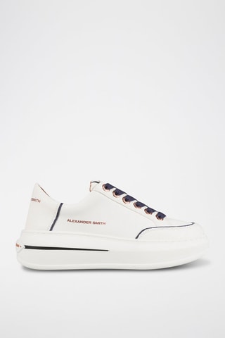 Zapatillas de piel con plataforma - Blanco y azul marino