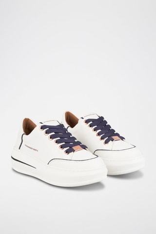 Zapatillas de piel con plataforma - Blanco y azul marino