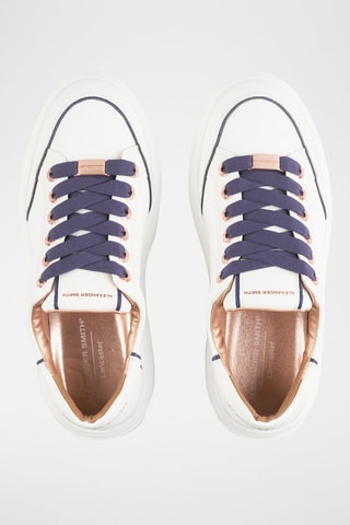 Zapatillas de piel con plataforma - Blanco y azul marino