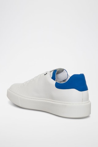 Zapatillas de piel con plataforma - Blanco y azul