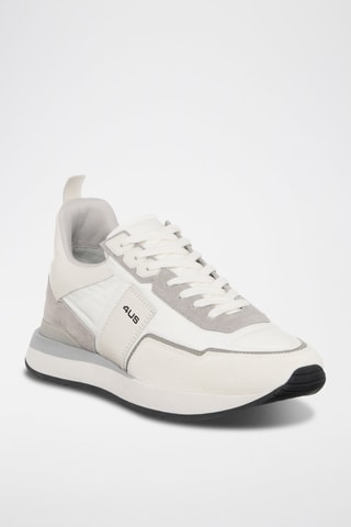 Zapatillas de piel con plataforma - Blanco y gris claro - Cesare Paciotti 4Us