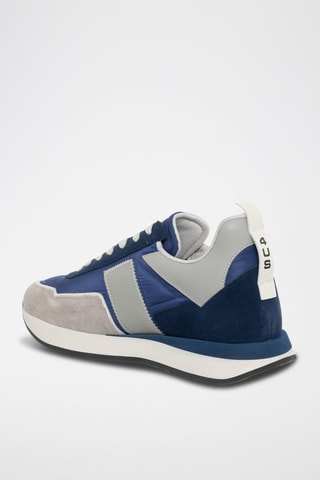 Leren Sneakers Grijs en Marineblauw