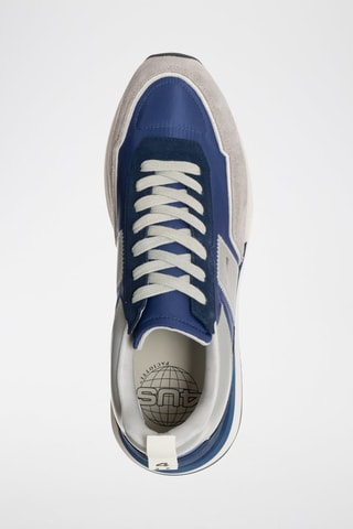 Leren Sneakers Grijs en Marineblauw