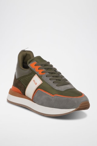 Leren Sneakers - Groen en Oranje