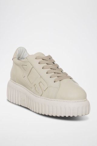 Leren Platform Sneakers - Beige