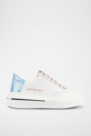 Zapatillas de piel de toro con plataforma Lancaster - Blanco