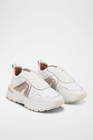 Zapatillas con plataforma - Blanco y dorado