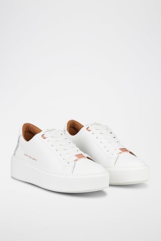 Zapatillas de piel con plataforma - Blanco