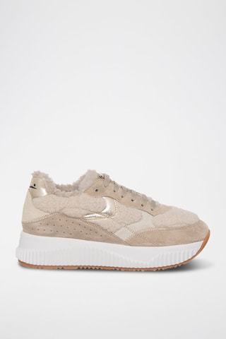 Leren Gevoerde Sneakers - Beige
