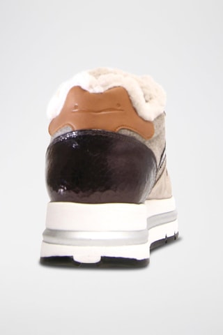 Leren Gevoerde Sneakers - Grijs en Beige