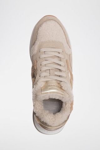 Zapatillas de piel forradas - Beige y marrón