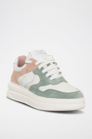 Zapatillas de nobuk con plataforma Lilith - Verde agua y blanco