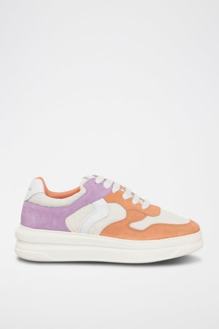 Zapatillas de nobuk con plataforma Lilith - Naranja y blanco