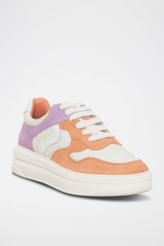 Zapatillas de nobuk con plataforma Lilith - Naranja y blanco