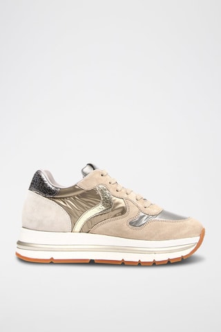 Zapatillas de piel con plataforma - Beige