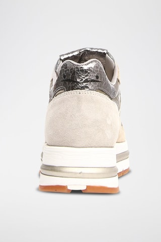 Zapatillas de piel con plataforma - Beige