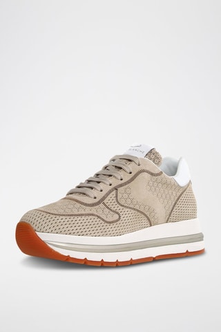 Zapatillas de piel con plataforma - Beige