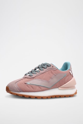 Kalfsleren Sneakers Qwark Spur Voile Blanche - Roze