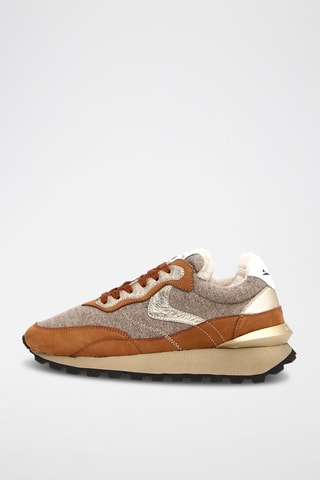 Zapatillas de piel con plataforma Qwark - Marrón