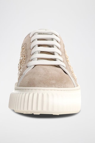 Zapatillas de nobuk con plataforma - Beige