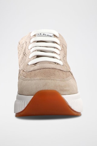 Zapatillas de nobuk con plataforma - Beige