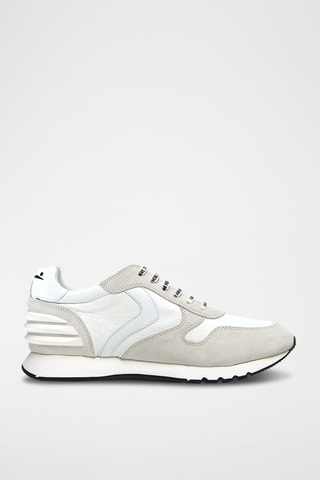 Zapatillas de terciopelo y piel napa Liam - Blanco