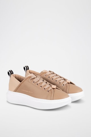 Zapatillas de piel con plataforma - Camel 