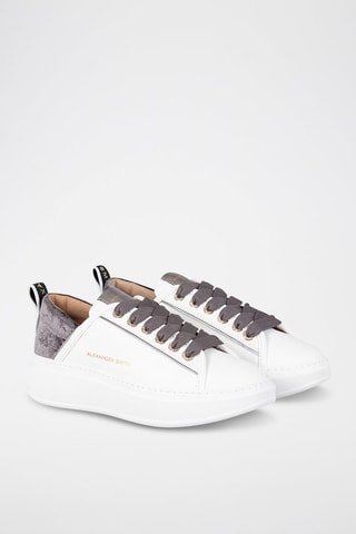 Leren en Velours Sneakers - Wit