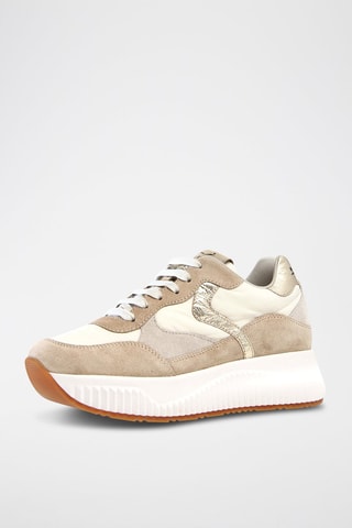 Zapatillas de piel con plataforma - Beige