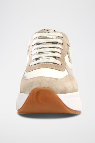 Zapatillas de piel con plataforma - Beige