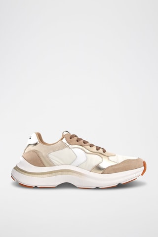 Zapatillas de nobuk Charlotte - Blanco y beige claro