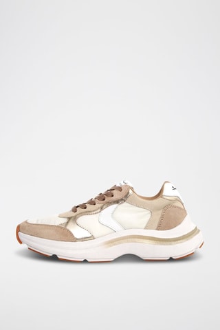 Zapatillas de nobuk Charlotte - Blanco y beige claro