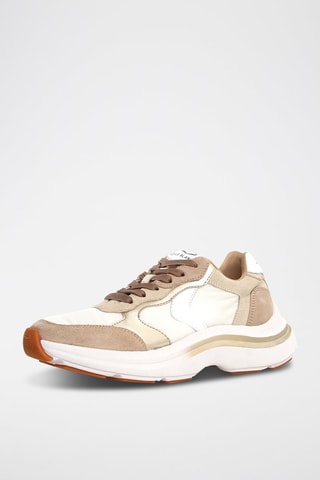 Zapatillas de nobuk Charlotte - Blanco y beige claro