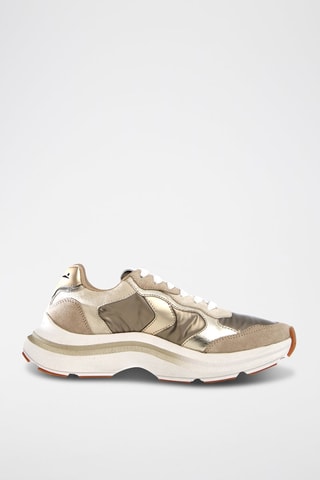 Zapatillas de piel Charlotte - Blanco y beige claro