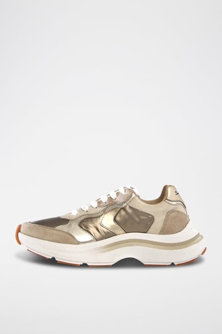 Zapatillas de piel Charlotte - Blanco y beige claro