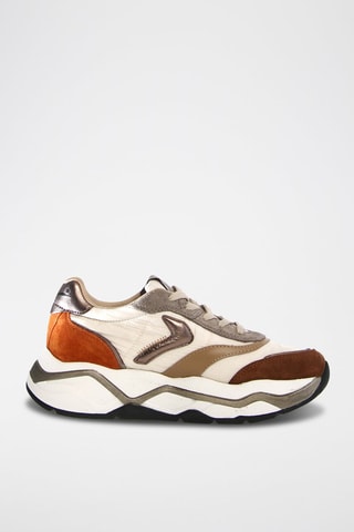 Zapatillas de nobuk con plataforma Club 108 - Marrón y plateado