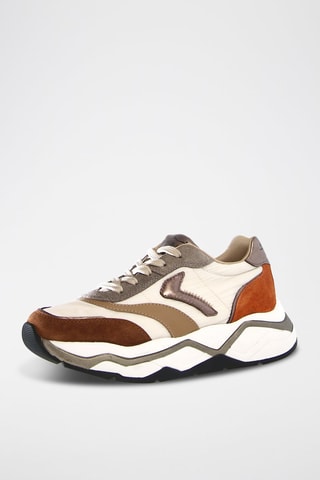 Zapatillas de nobuk con plataforma Club 108 - Marrón y plateado