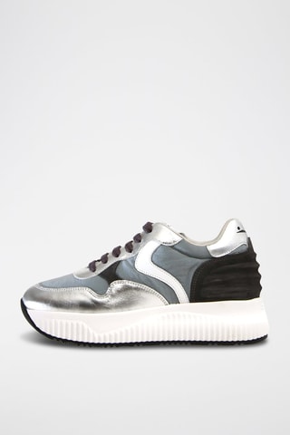 Zapatillas de piel caprina con plataforma Lana - Plateado y gris oscuro