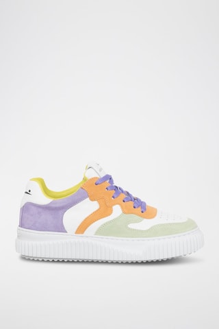 Zapatillas de piel Laura - Verde claro y violeta