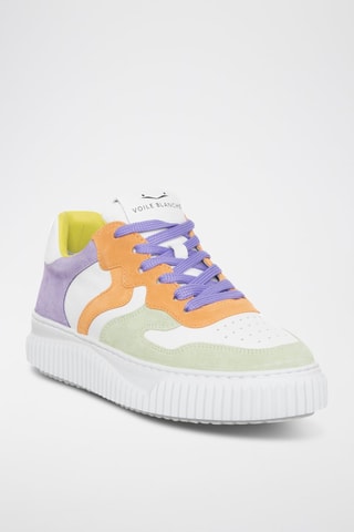 Zapatillas de piel Laura - Verde claro y violeta