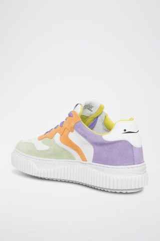 Zapatillas de piel Laura - Verde claro y violeta